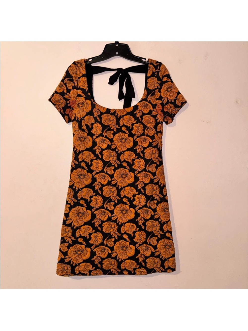 Anthropologie Maeve Orange Floral Jacquard Mini Dress Size XS